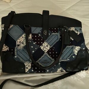 Coach Black and Blue Patchwork Satchel
